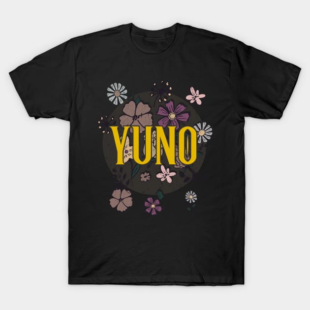 Aesthetic Proud Name Yuno Flowers Anime Retro Styles T-Shirt by Kisos Thass